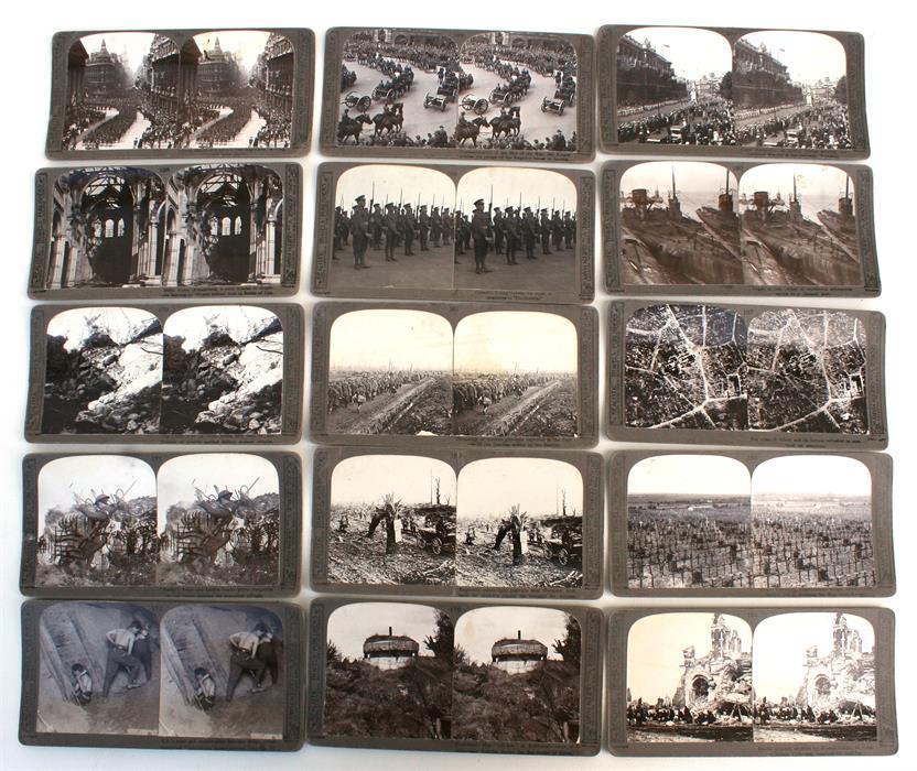 An Underwood and Underwood stereoscope viewer together with a large quantity of WW1 cards - Image 6 of 6