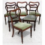 A matched set of six (4 + 2) early Victorian rosewood dining chairs