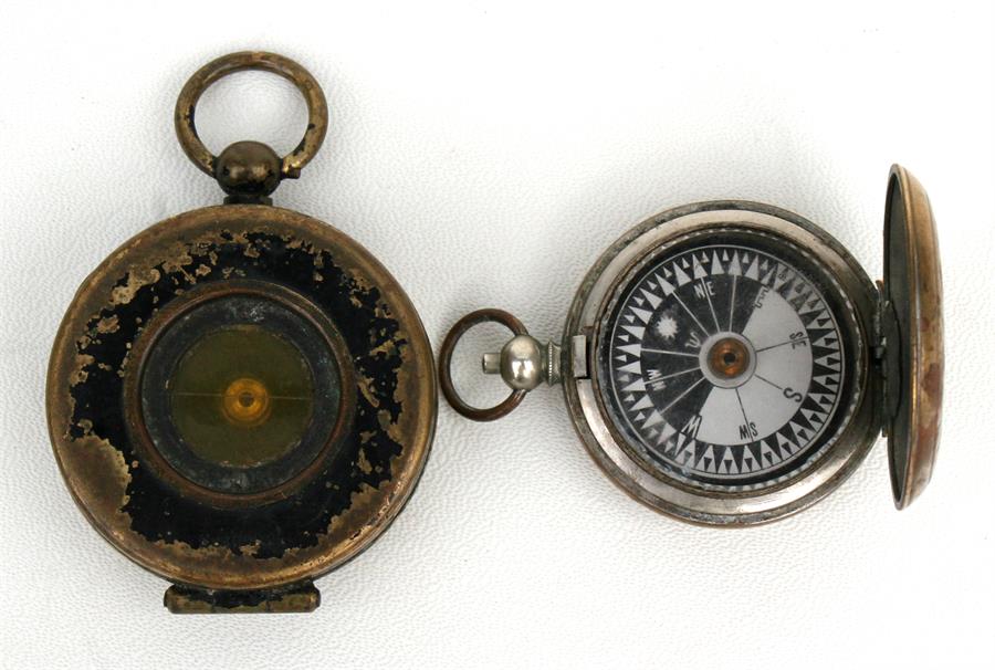 A WWII marching compass, together with a WWI pocket compass (2)