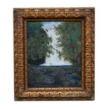 A S Hoare - Patal Pani Waterfall, India - signed and dated '21 lower right, oil on canvas, framed,