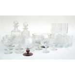 A quantity of cut glass and decanters.