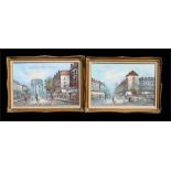 Burnett - French Impressionist Street Scene, signed lower right, oil on canvas, framed, 75 by