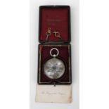 A Victorian open faced fusee pocket watch, the silver dial having Roman numerals and subsidiary
