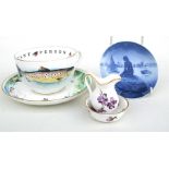 A Royal Worcester salmon fishing cup & saucer; together with a Royal Copenhagen dish; and a