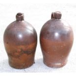 A two-tone salt glazed stoneware flagon, incised 'JB Roe of Blandford'; together with another