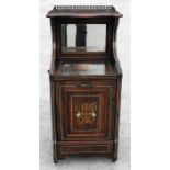 A late Victorian inlaid rosewood purdonium with galleried top and mirror back, 42cm (16.5ins)wide.