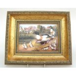 James Skerrett (b1954) - Ducks & Ducklings - hand painted on porcelain, signed lower right,