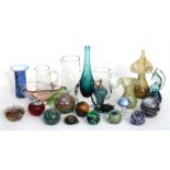 A group of Art Glass paperweights, and other Art Glass including Mdina (quantity).