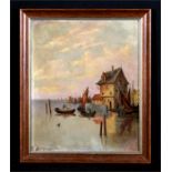 A PHILIPS, 19th century Dutch scene of boats by the shoreline, oil on panel, framed, signed lower