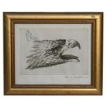 Stanley Maltzman (Modern American) - a signed etching of an eagle's head, framed and glazed, 24 by