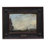 A Gudzenko - Dutch Estuary Scene - initialled lower right, oil on board, framed, 38 by 26cm (15 by