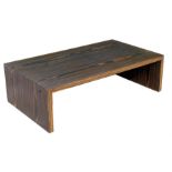 A modern coromandel style low coffee table, 140cm (55ins) wide.