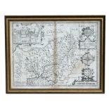 John Speed - a double sided uncoloured map of 'Caermarden both Shyre and Towne', dated 1662,
