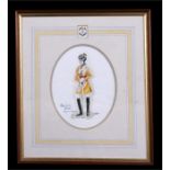 'Skinner's Horse' 1st D.Y.O. Cavalry oval portrait, watercolour, framed and glazed, 20 by 26cm (8 by
