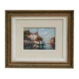 Continental School -Venetian Scene - gouache, framed and glazed, 16.5 by 11cm (6.5 by 4.25ins).