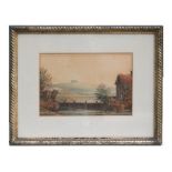 Victorian School - Riverside Cottage Scene - watercolour, framed and glazed, family history to