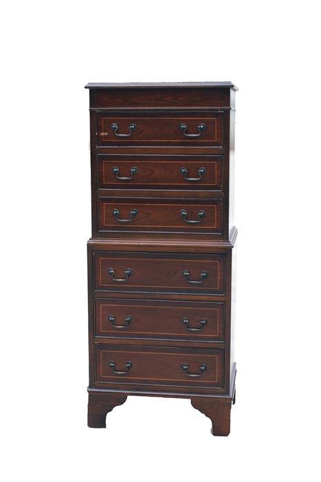 A reproduction mahogany chest on chest, with six long graduated drawers, standing on bracket feet, - Image 2 of 2