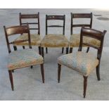 Five assorted 19th century mahogany dining chairs.