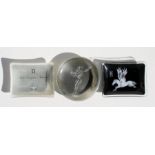 Three Rolls Royce advertising glass ashtrays including a Pegasus ashtray (3).