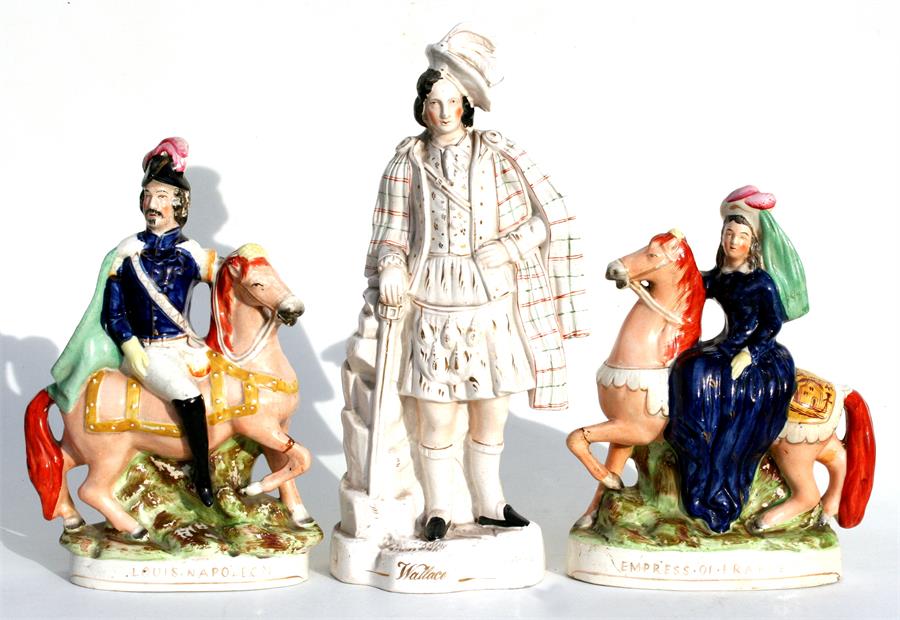 A Staffordshire figure depicting William Wallace, 42cm (16.5ins) high; together with two