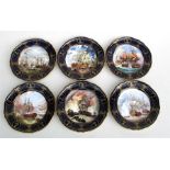 A set of six Spode Maritime plates, including plates depicting scenes of the taking of Porto