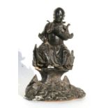A Chinese Ming bronze figure in the form of a seated warrior, 23cm (9ins) high. Condition Report