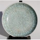 A Chinese Ge type crackle glazed large shallow bowl, 28cm (11ins) diameter. Condition Report Good