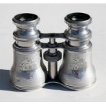 A pair of 19th century Moginie (London) aluminium opera glasses, initialled and dated December