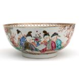 A Chinese famille rose bowl, decorated with figures in enamel colours, 29cm (11.5ins) diameter.
