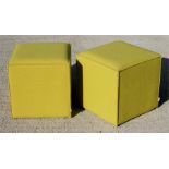A pair of Habitat lime green cubed stools 45cm (17.75ins) wide.