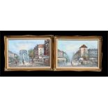Burnett - French Impressionist Street Scene - signed lower right, oil on canvas, framed, 75 by