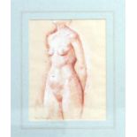 Mary Remington (British 1910-2003) - Study of a Nude - sanguine chalk drawing, signed lower left,