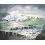 In the manner of Ian MacInnes - Seascape - oil on canvas, framed and glazed, 37 by 30cm (14.5 by