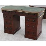 A late 19th century stained pine pedestal desk, (later converted to a dressing table), 133cm (53.