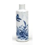 A 19th century Chinese blue & white snuff bottle, decorated with geese 7.5cm (3ins) high.