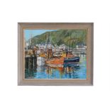 C M Livingston (20th century British) - Harbour Scene - signed lower left corner, oil on board,