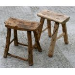 Two Chinese Shanxi elm stools, 46m (16ins) wide.