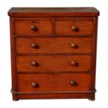 A Victorian mahogany chest of two short and three long graduated drawers, on a plinth base, 103cm (