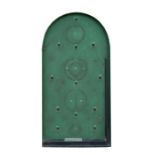 A vintage green painted bagatelle board.