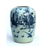 A 19th century Chinese blue and white figural vase, 30cm (12ins) high.