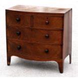A 19th century mahogany bowfronted chest of two short and two long graduated drawers, 87cm (34.