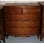 An early 19th century mahogany bow fronted chest of two short and three long drawers, 100cm (39.