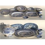 A quantity of blue & white dinner ware, including a Copeland Late Spode tureen and cover and various