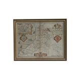 John Speed (1552-1629) - Cardiganshyre - hand coloured map dated 1610, 53 by 40cm (21 by 15.75ins)