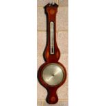 A 19th century inlaid mahogany barometer thermometer, the silvered dial signed 'P. E. Riva', 95cm (