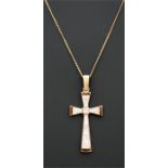 A 9ct gold diamond set crucifix on a gold link chain.