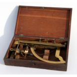 A late 19th century lacquered brass scientific instrument by 'J Miller, Edinburgh', boxed.