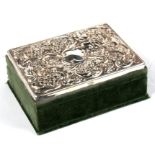 An embossed silver topped jewellery casket, Sheffield 1990 16cm by 12cm ( 6.25 by 4.75ins)