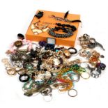 A large box of contemporary costume jewellery.