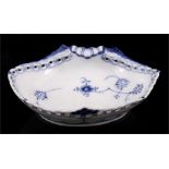 A rare Royal Copenhagen blue fluted full lace dish of scallop form. 18.5cm by 17cm ( 7.25 by 6.